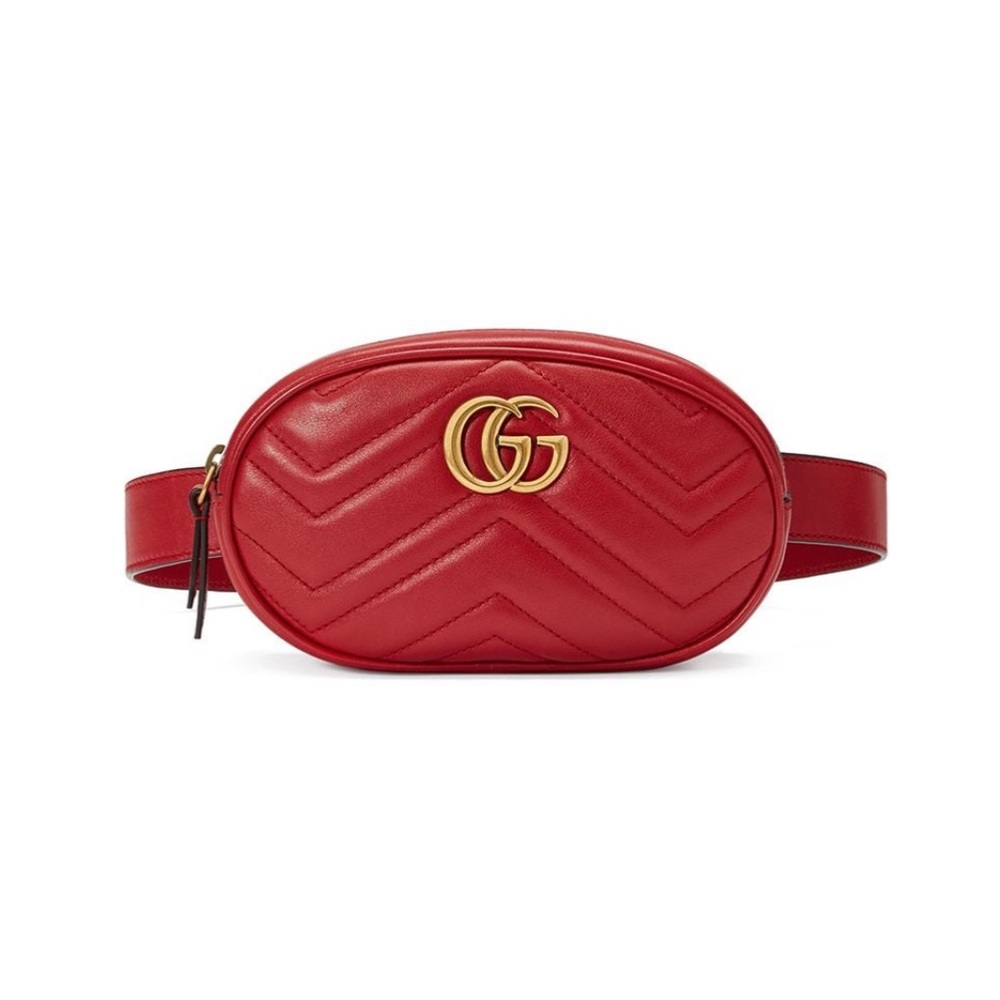 Gucci Red Leather Marmont Belt Bag